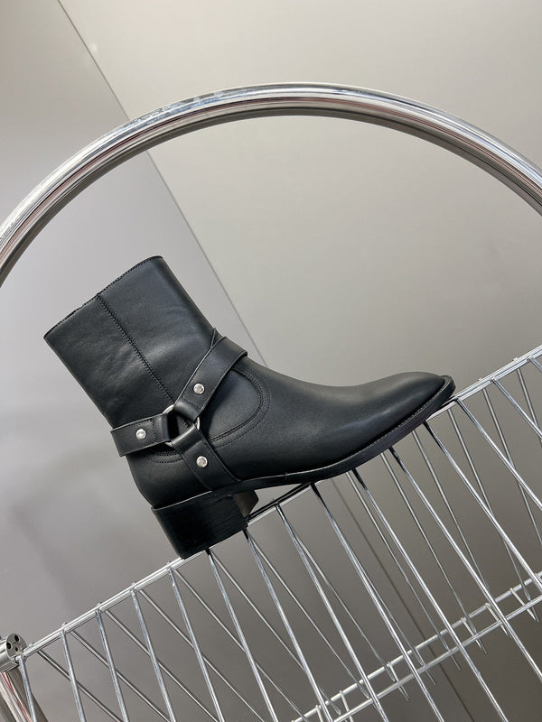 STIVALI SL HARNESS IN PELLE DI VITELLO NERA