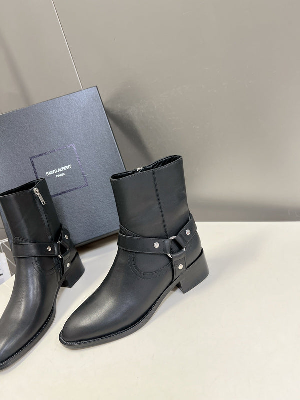 STIVALI SL HARNESS IN PELLE DI VITELLO NERA