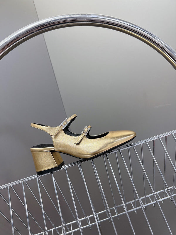 JACKIE 50 PUMP METALLIC GOLD LAMBSKIN