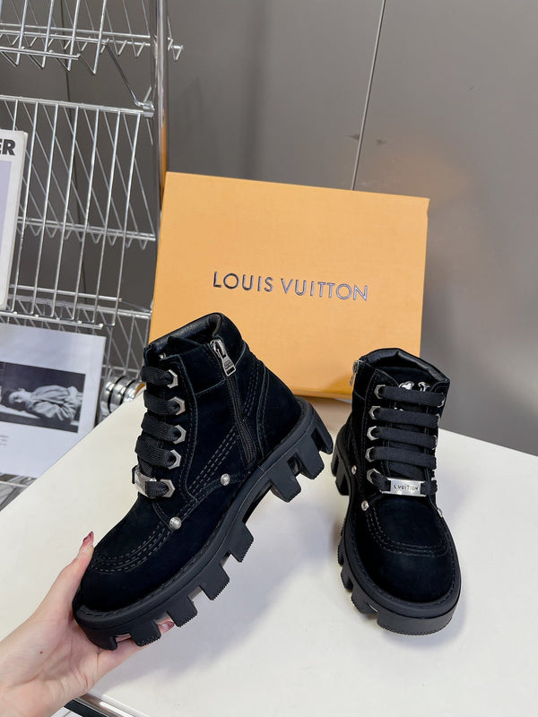 Stivaletti LV Checker in pelle scamosciata nera