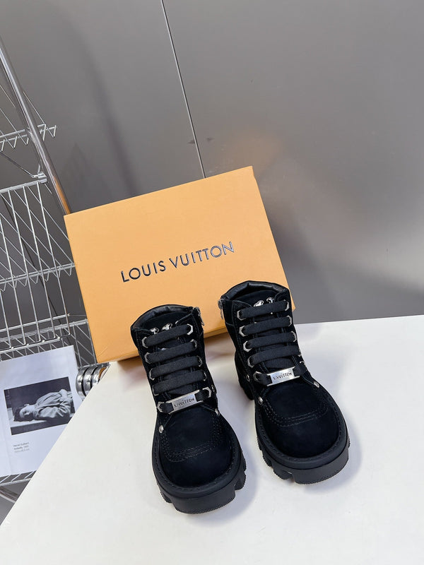 Stivaletti LV Checker in pelle scamosciata nera