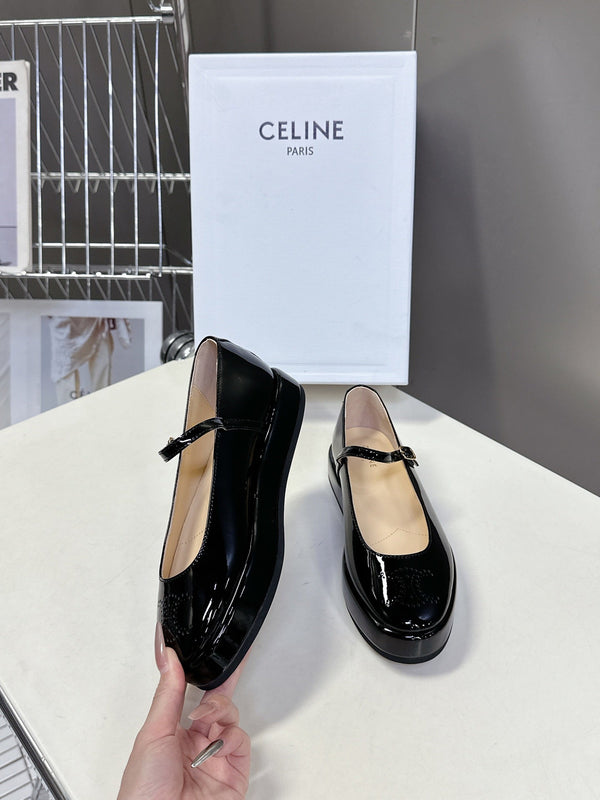 CELINE Ballet Flats Black Patent Leather 285931