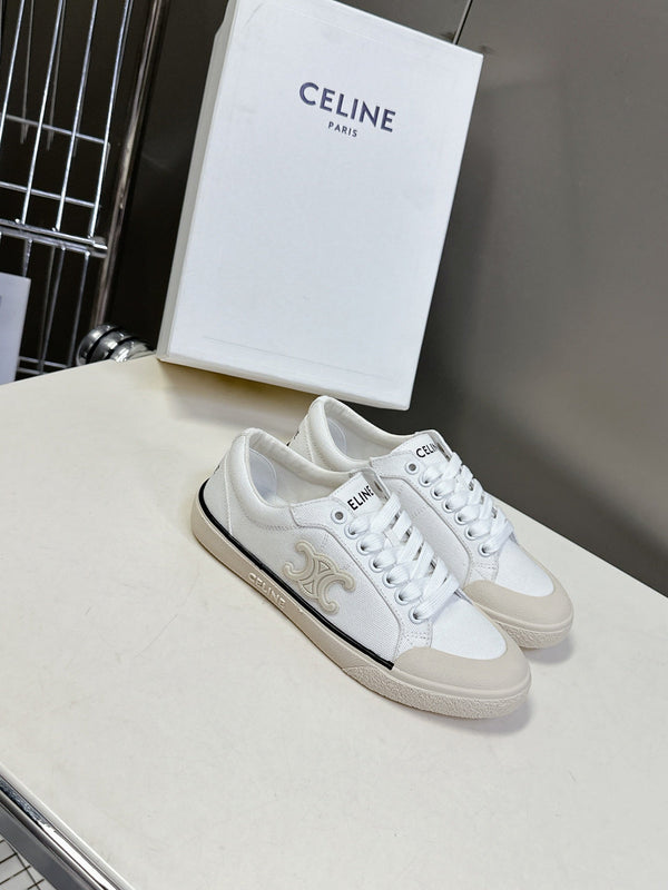 CELINE 25 Sneaker White Beige Canvas 285970