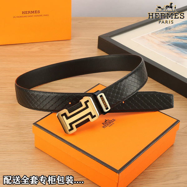 HM Constance Belt 38mm Black Togo Leather 619662
