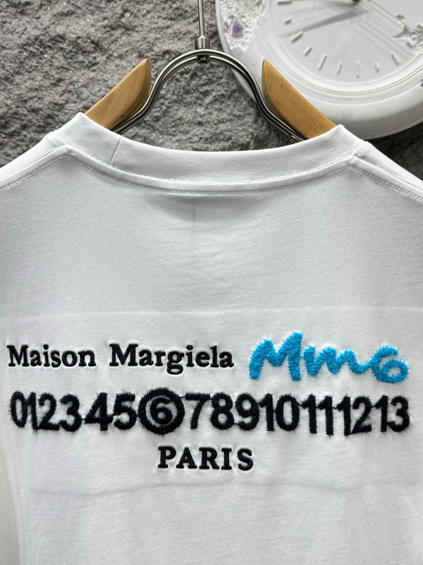 MM6 Embroidered Short-sleeve T-shirt White Cotton 387974