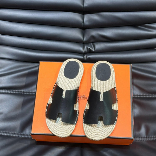 HM ANTIGUA ESPADRILLE SANDAL BLACK CALFSKIN