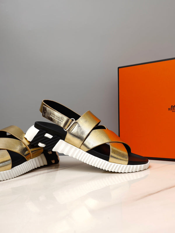 HM ELECTRIC SANDAL  METALLIC GOLD CALFSKIN