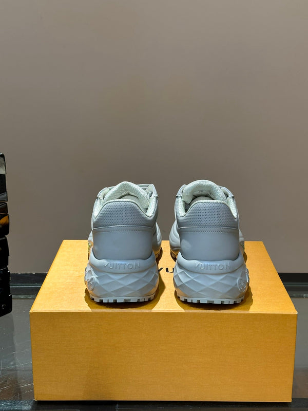 THICK-SOLED SNEAKER WHITE AND GREY CALFSKIN