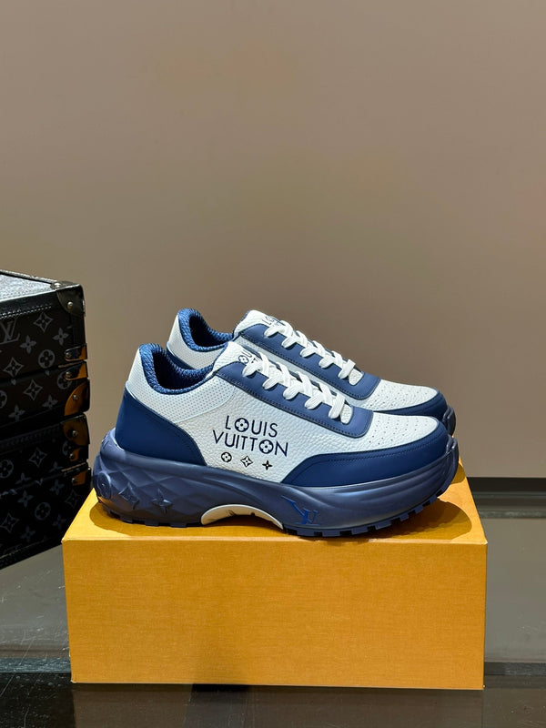 THICK-SOLED SNEAKER COBALT BLUE AND WHITE CALFSKIN