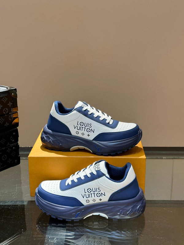 THICK-SOLED SNEAKER COBALT BLUE AND WHITE CALFSKIN