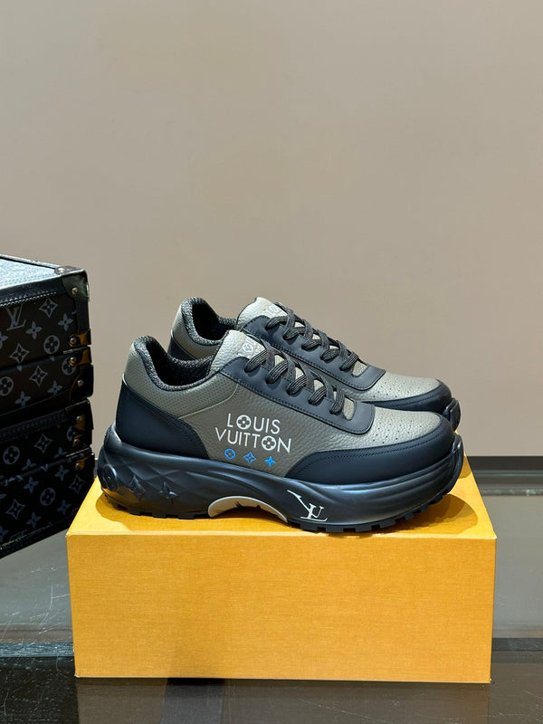 THICK-SOLED SNEAKER GREY AND BLACK CALFSKIN