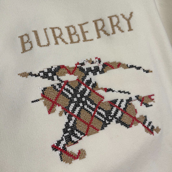 Burberry 25 Zipper-Up Hooded Knit Cardigan Off-white Wool