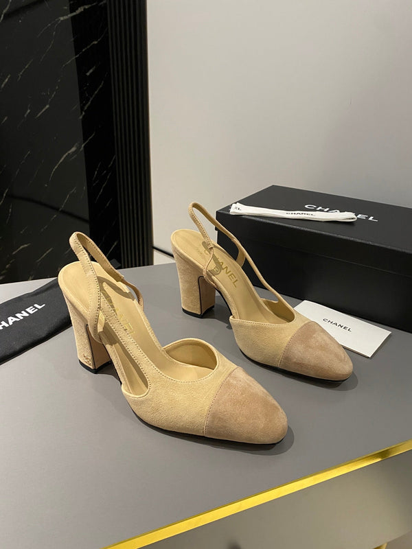 CC Slingback 95mm Beige Brown Suede