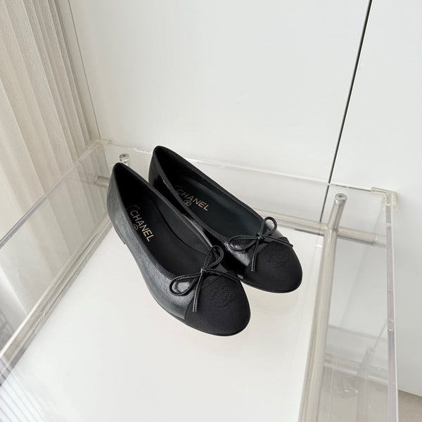 Ballerines Chanel 2026 Toile noire Cuir 697397