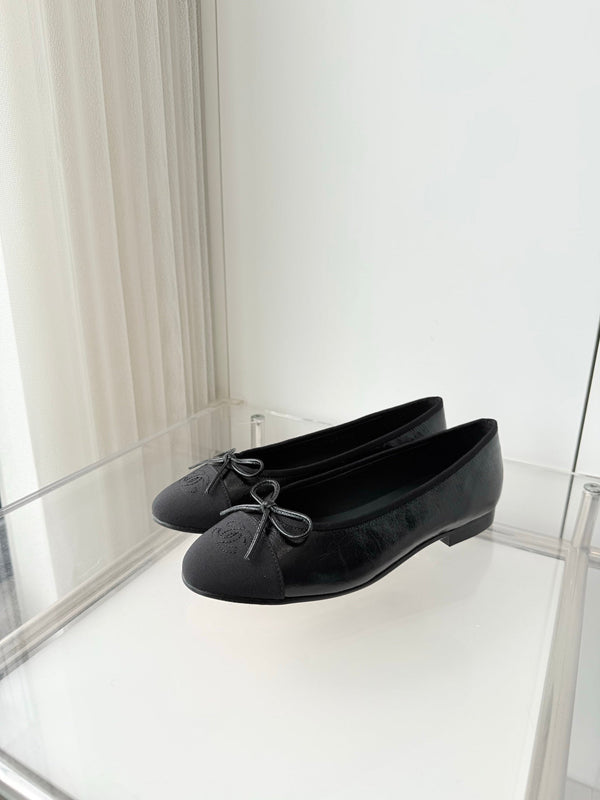Ballerines Chanel 2026 Toile noire Cuir 697397