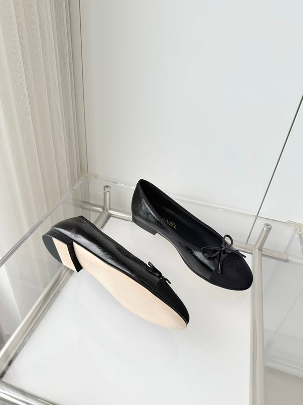 Ballerines Chanel 2026 Toile noire Cuir 697397