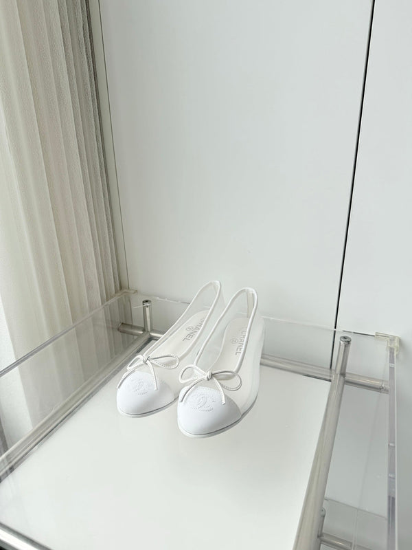 Chanel 2026 Ballerines Toile en Maille Blanche 697399