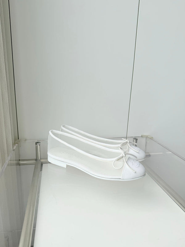 Chanel 2026 Ballerines Toile en Maille Blanche 697399