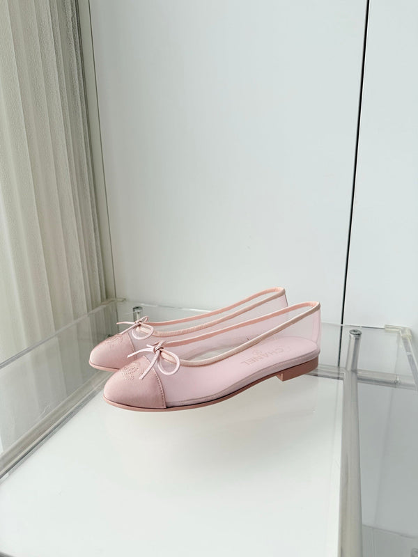 Chanel 2026 Ballet Flat Pink Mesh Suede 697400