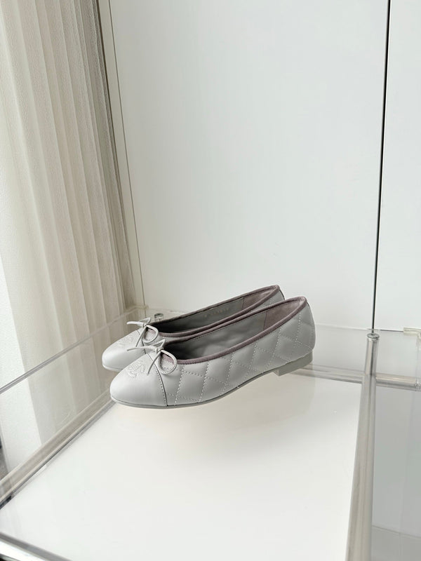 Chanel Ballerines Matelassées Agneau Gris 2026 697405