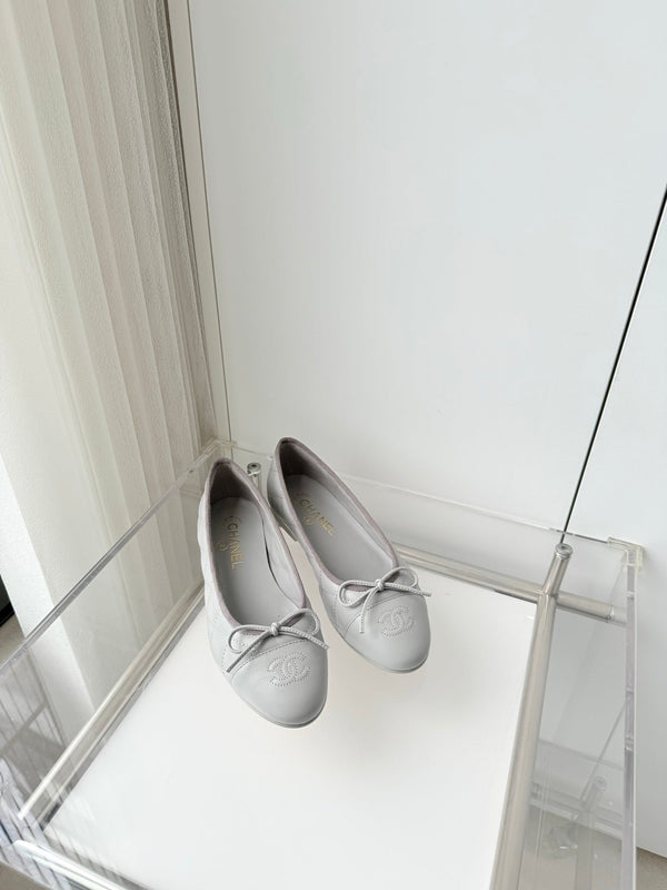 Chanel Ballerines Matelassées Agneau Gris 2026 697405