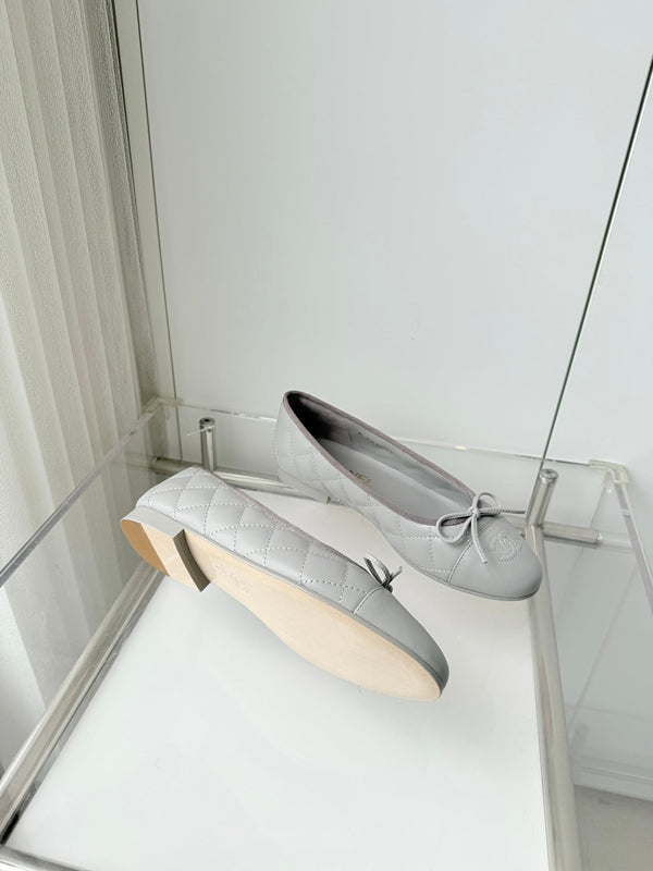 Chanel Ballerines Matelassées Agneau Gris 2026 697405