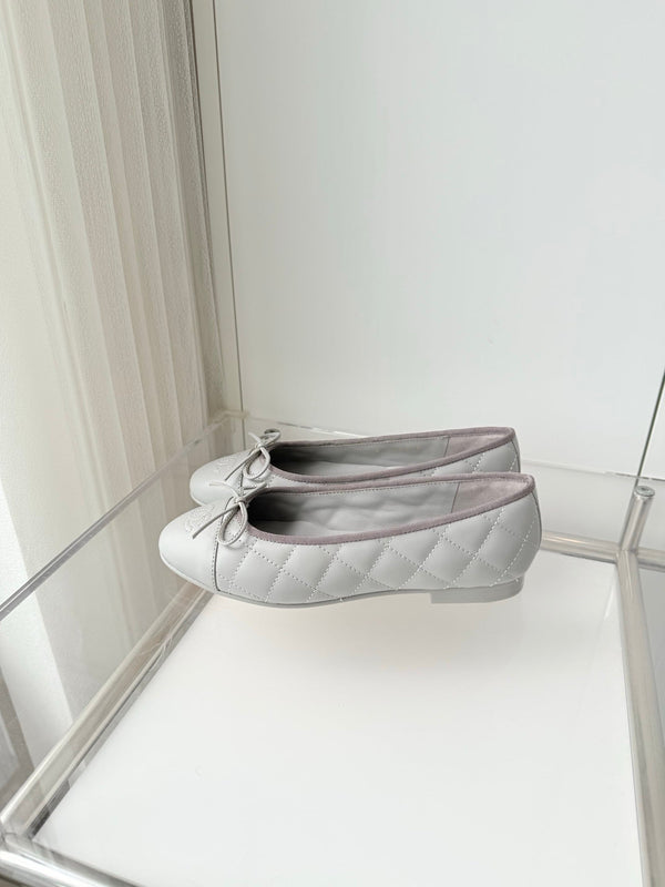 Chanel Ballerines Matelassées Agneau Gris 2026 697405