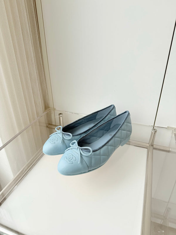 Chanel 2026 Ballet Flat Stale Blue Quited Lambskin 697406