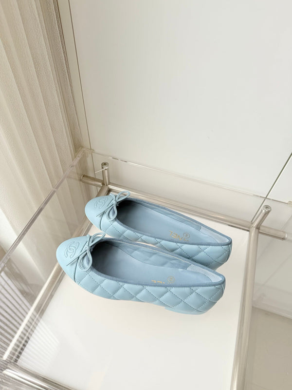 Chanel 2026 Ballet Flat Stale Blue Quited Lambskin 697406