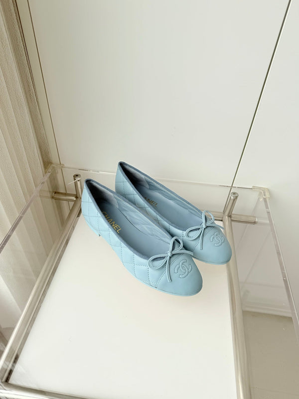 Chanel 2026 Ballet Flat Stale Blue Quited Lambskin 697406