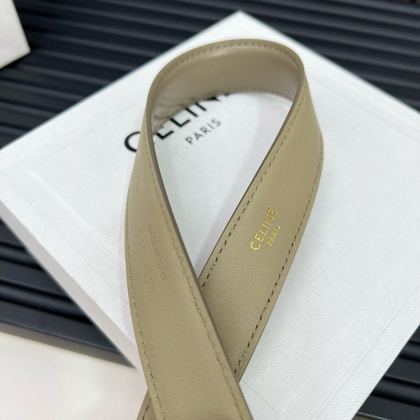 CL TRIOMPHE 25 MM BELT IN OLIVE GREEN CALFSKIN GOLD HARDWARE