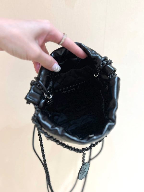 borsa hobo mini cc22 20 cm in pelle di agnello nera
