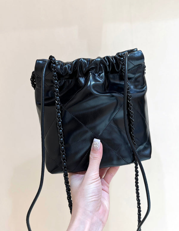 borsa hobo mini cc22 20 cm in pelle di agnello nera