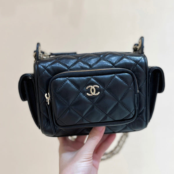 Chanel 24K Special Edition Camera Bag Black Sheepskin