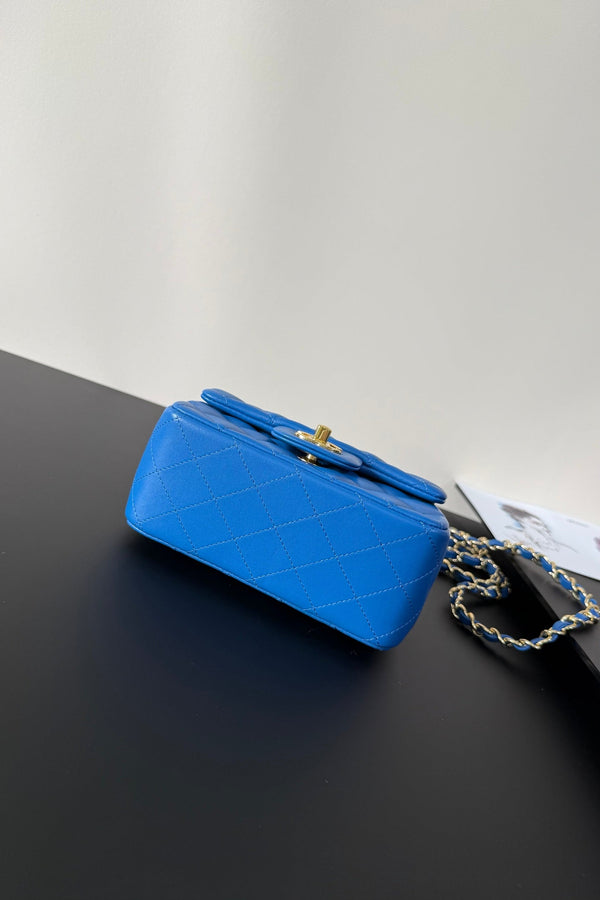 CC Flap Bag 17cm Cobalt Blue Sheepskin GHW 284816