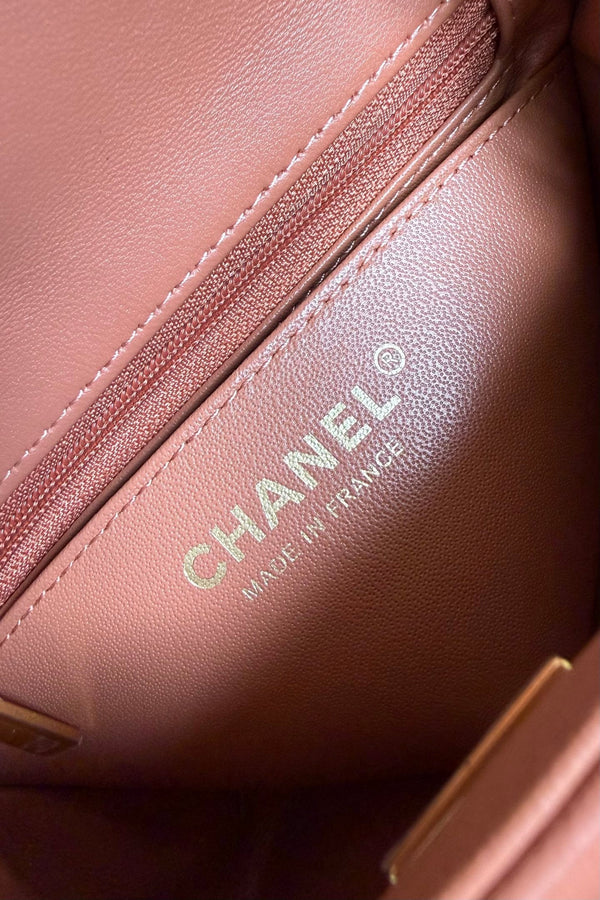 CC Flap Bag 17cm Brown Brick Sheepskin GHW 284820