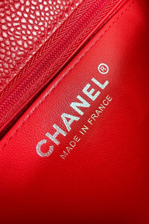 CC Flap Bag 17cm Red Caviar SHW 284745