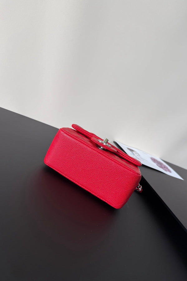CC Flap Bag 17cm Red Caviar SHW 284745