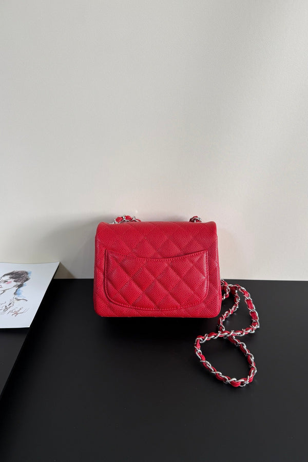 CC Flap Bag 17cm Red Caviar SHW 284745