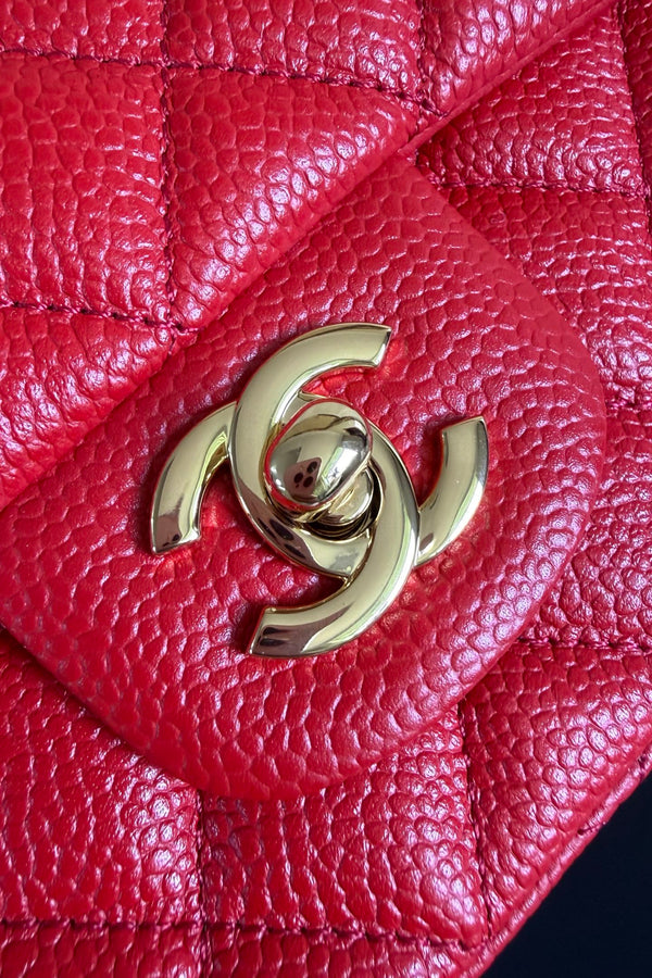CC Flap Bag 17cm Red Caviar GHW 284747
