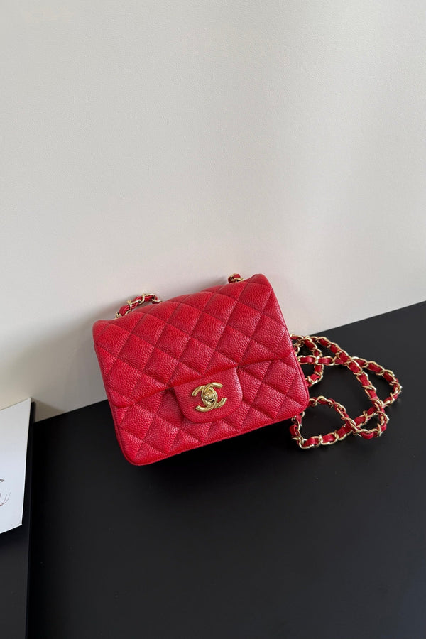 CC Flap Bag 17cm Red Caviar GHW 284747