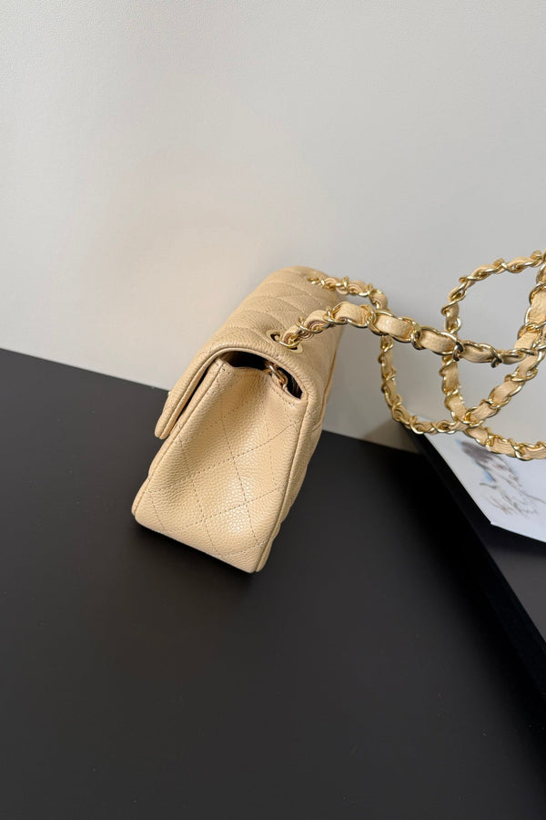 CC Flap Bag 17cm Beige Caviar GHW 284751