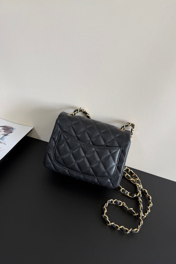 CC Flap Bag 17cm Black Caviar GHW 284753