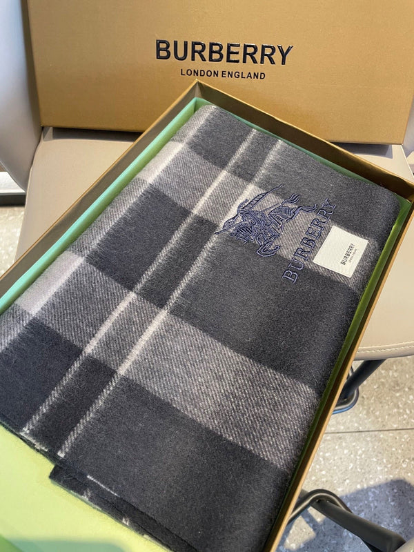BBR Men's Scarf 200CM Dark Gray Blue Cashmere 293030