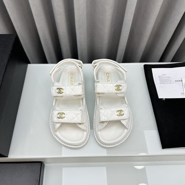 dad sandals white pantet lambskin