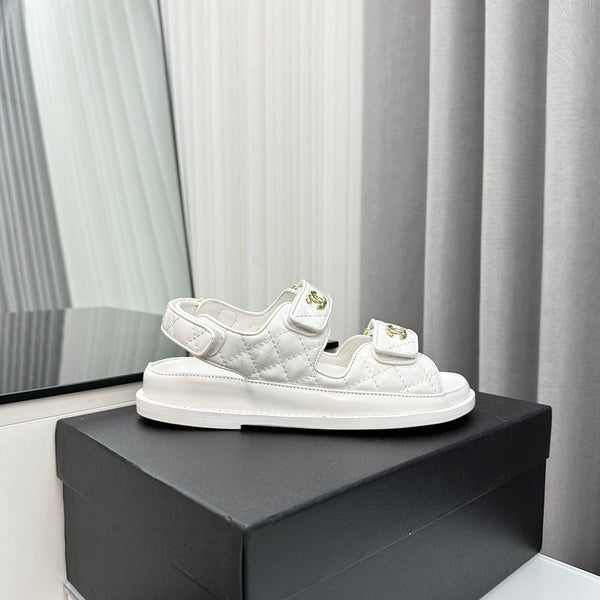 dad sandals white pantet lambskin