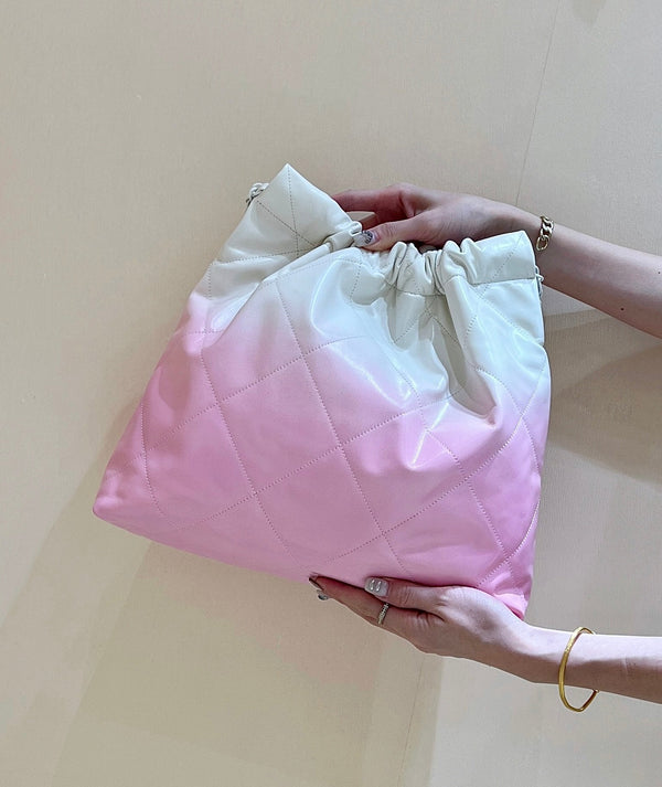 borsa hobo cc22 rosa pelle di agnello bianca hardware argento