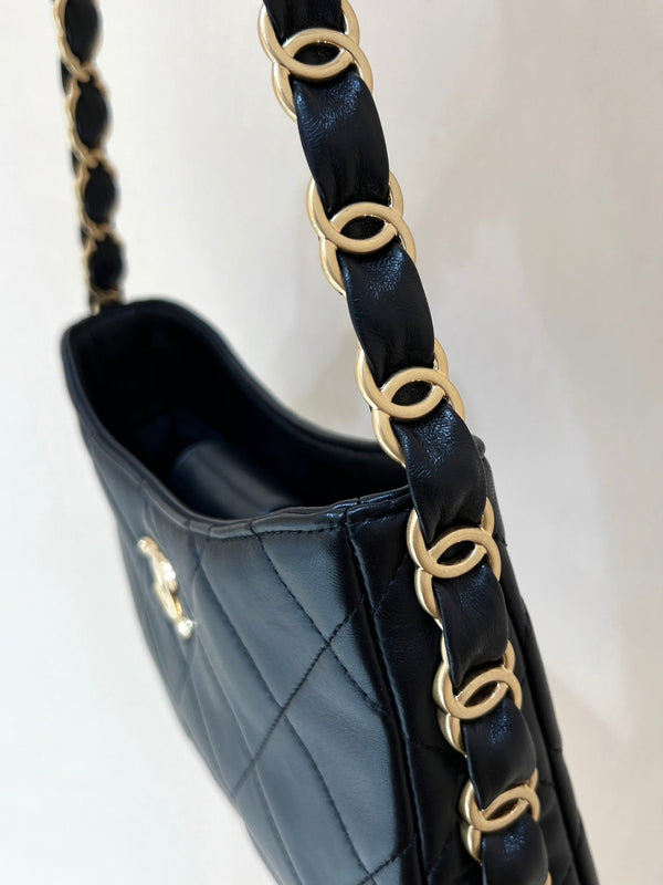 The Chanel 24K Hobo Underarm Bag Black Lambskin 256166