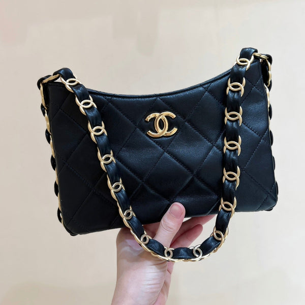 The Chanel 24K Hobo Underarm Bag Black Lambskin 256166