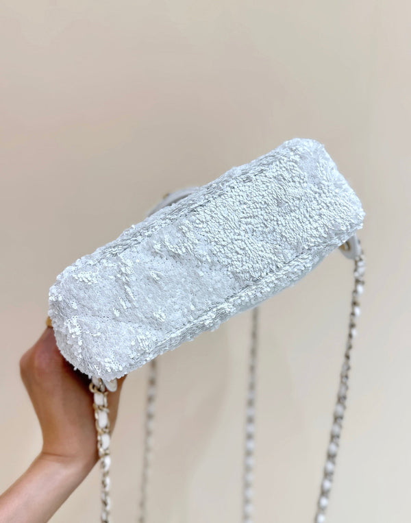 Chanel 2025 Backpack White Sequin Lambskin 346043